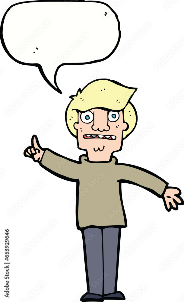 cartoon man asking question with speech bubble