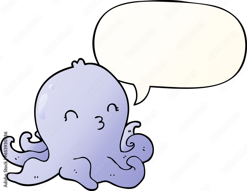 cartoon octopus with speech bubble in smooth gradient style cartoon octopus with speech bubble in smooth gradient style