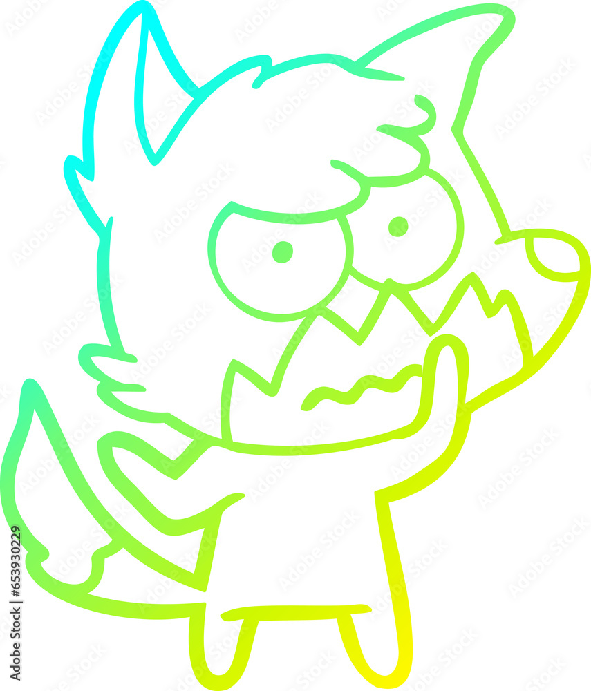 cold gradient line drawing of a cartoon annoyed fox cold gradient line drawing of a cartoon annoyed fox