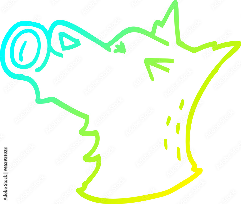 cold gradient line drawing of a cartoon howling dog cold gradient line drawing of a cartoon howling dog