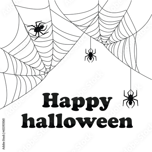 Web with spiders on a white background, happy halloween, vector illustration for halloween