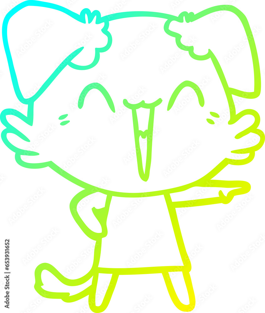 cold gradient line drawing of a happy little dog cartoon cold gradient line drawing of a happy little dog cartoon