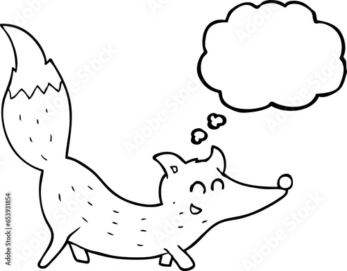 freehand drawn thought bubble cartoon little wolf