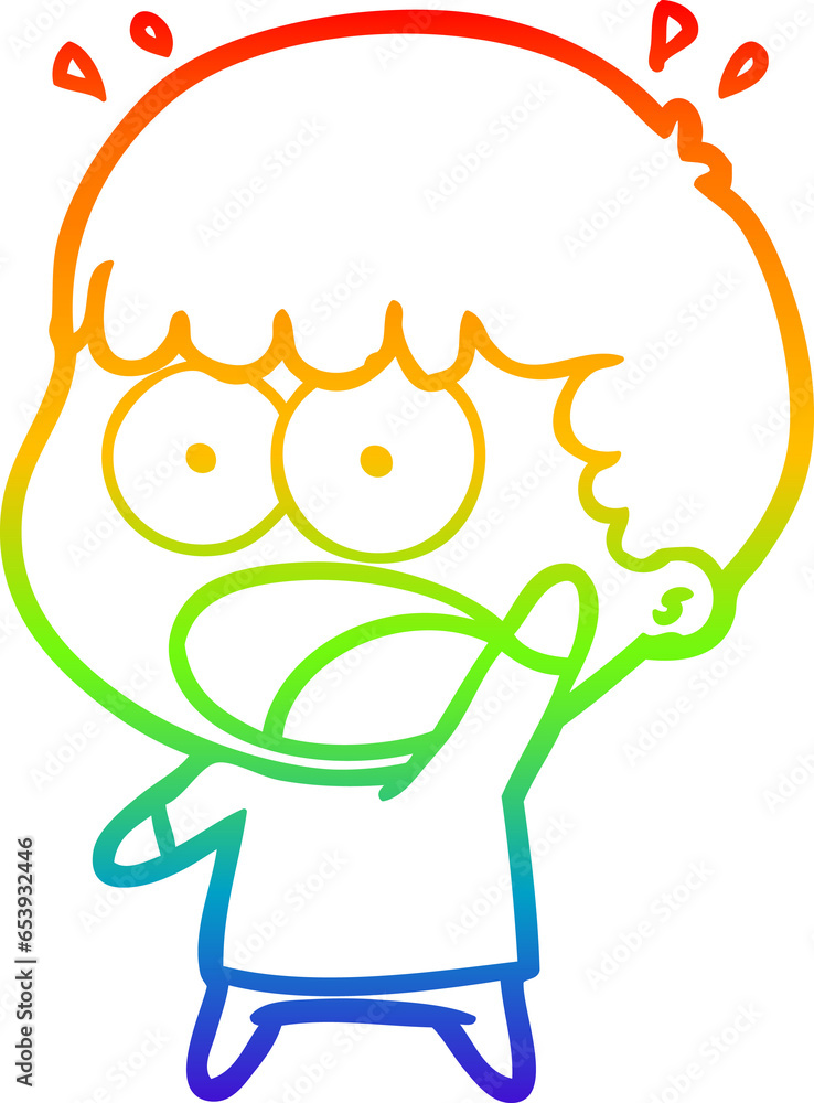rainbow gradient line drawing of a cartoon shocked man rainbow gradient line drawing of a cartoon shocked man