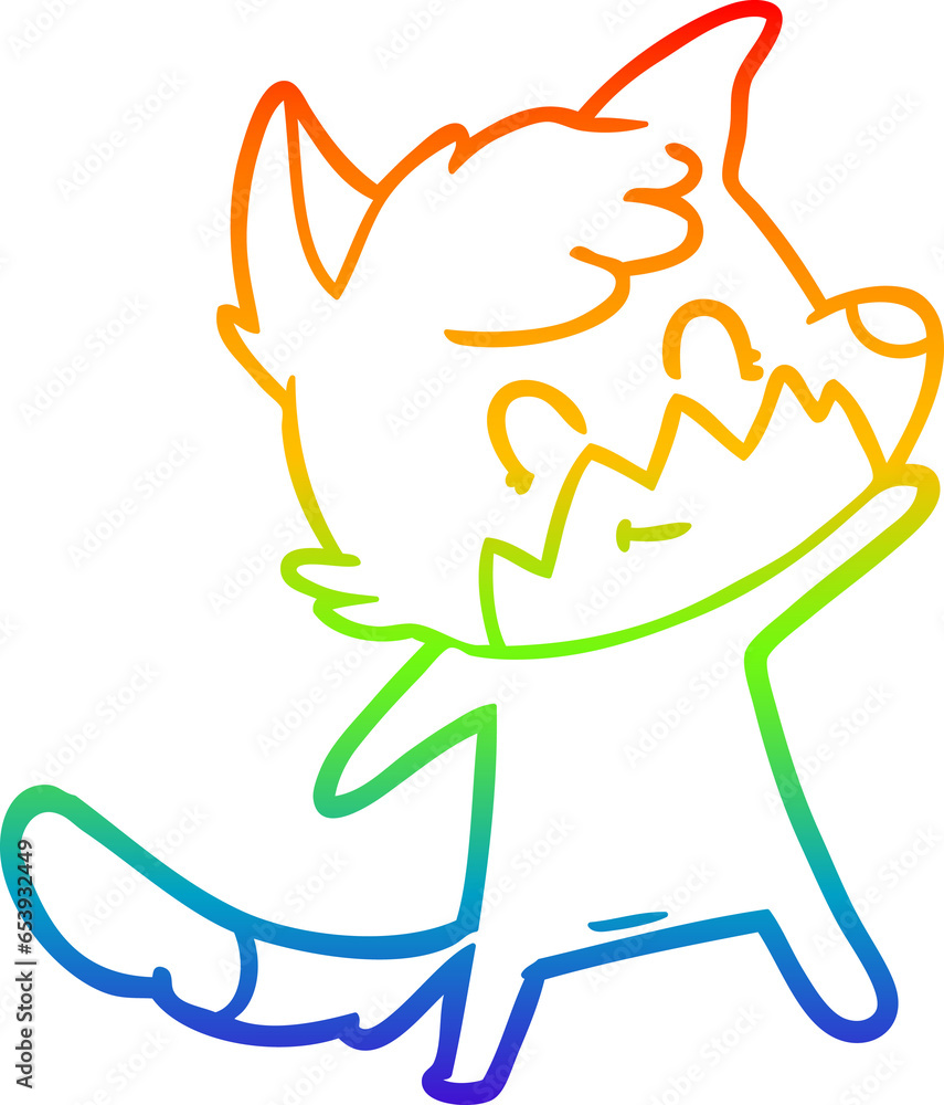 rainbow gradient line drawing of a cartoon friendly fox rainbow gradient line drawing of a cartoon friendly fox