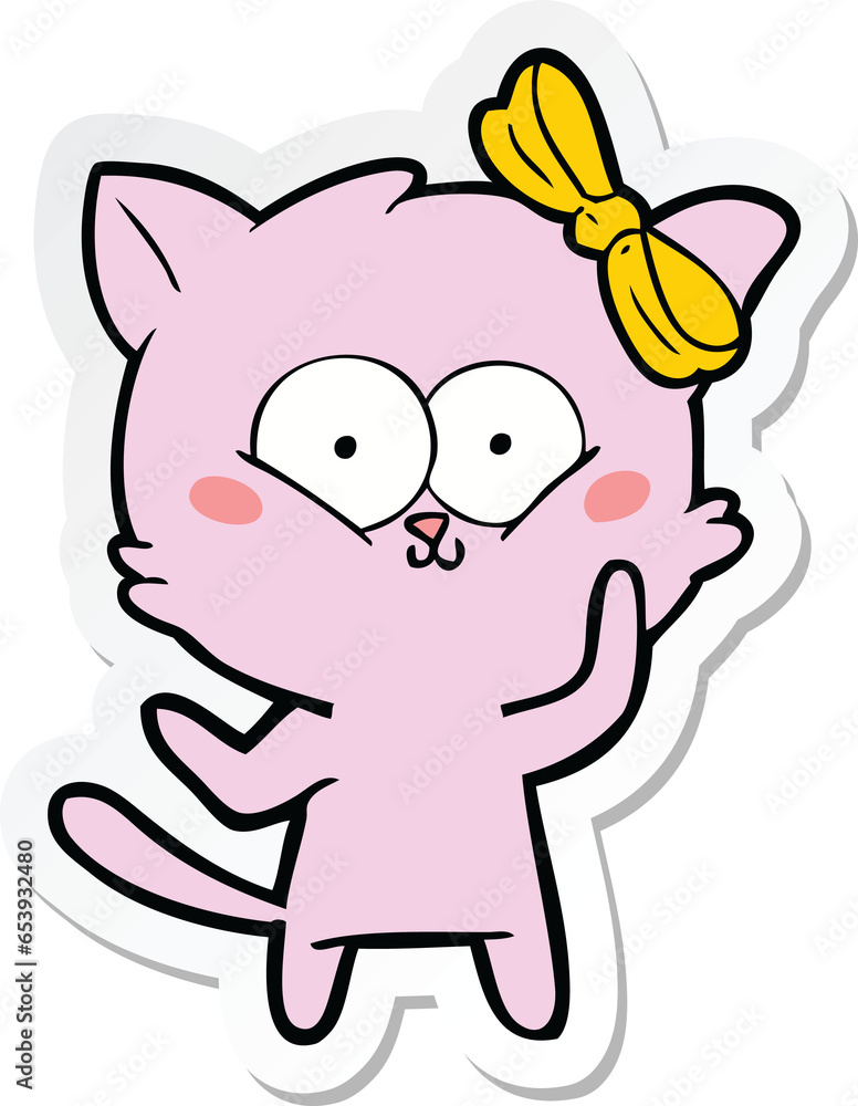 sticker of a cartoon cat sticker of a cartoon cat