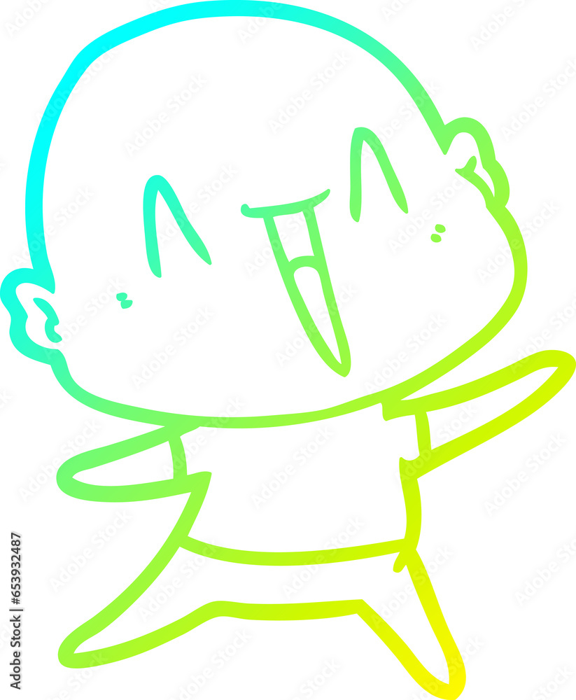 cold gradient line drawing of a happy cartoon bald man cold gradient line drawing of a happy cartoon bald man
