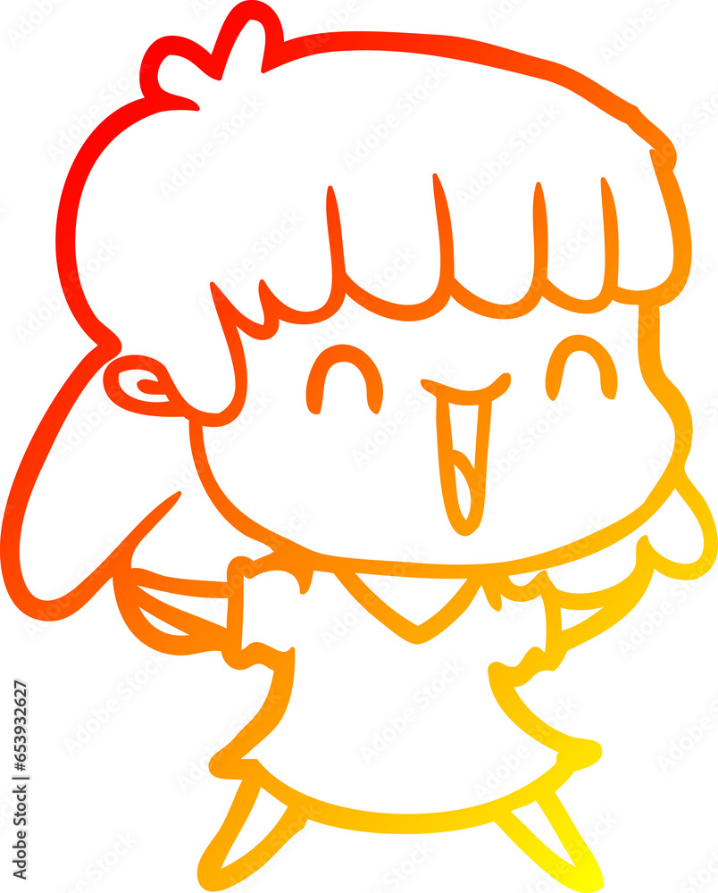 warm gradient line drawing of a cartoon woman warm gradient line drawing of a cartoon woman