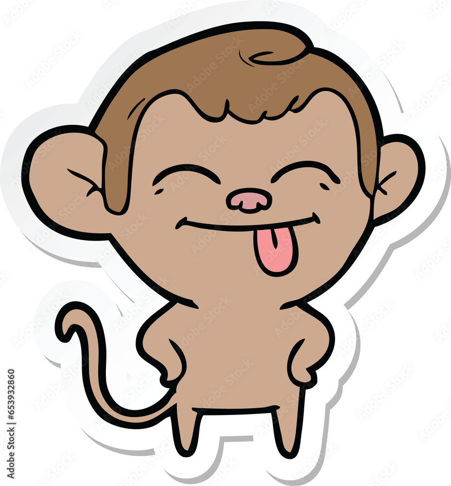 sticker of a funny cartoon monkey sticker of a funny cartoon monkey