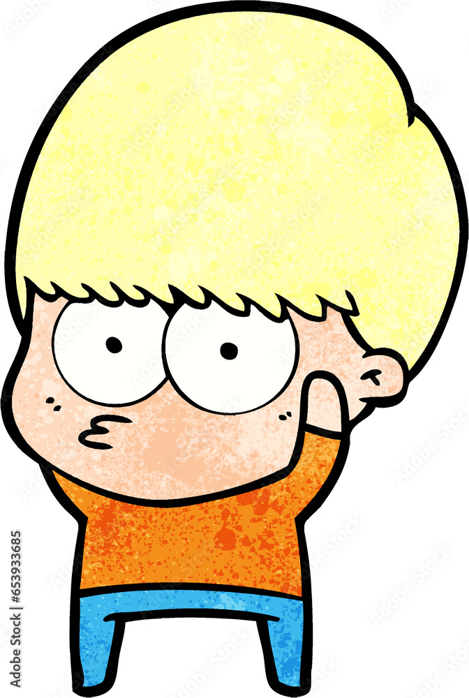 Obraz premium nervous cartoon boy