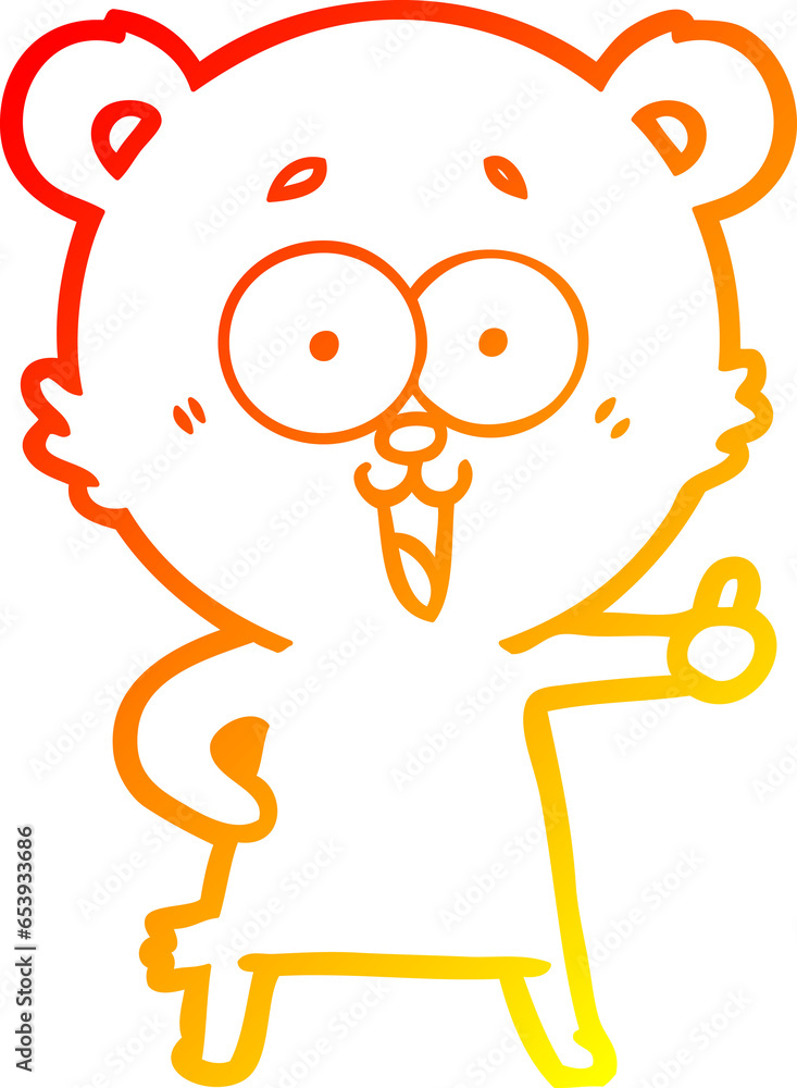 warm gradient line drawing of a laughing teddy bear cartoon warm gradient line drawing of a laughing teddy bear cartoon