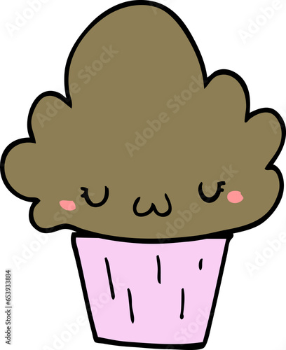 cartoon cupcake with face