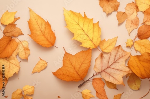 autumn composition of dry autumn leaves. ai generative