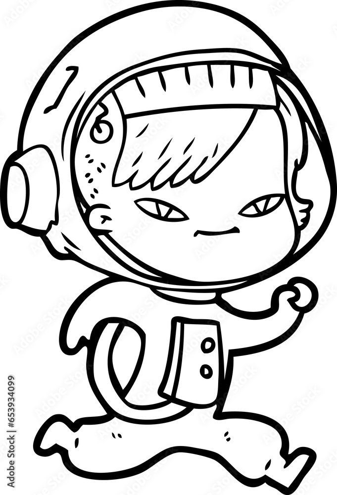 cartoon astronaut woman