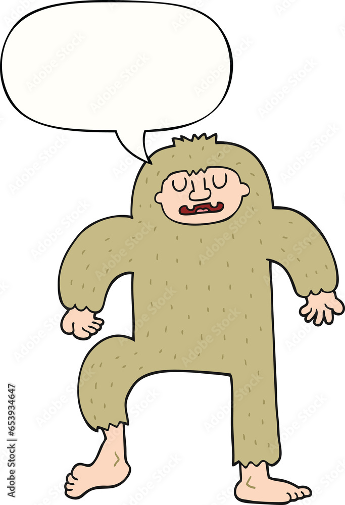 cartoon bigfoot with speech bubble cartoon bigfoot with speech bubble