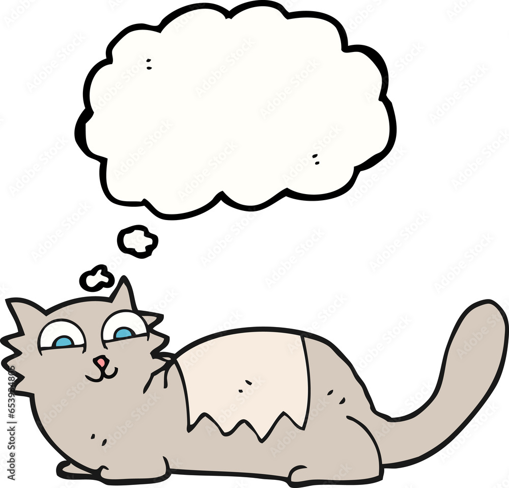 Fototapeta premium freehand drawn thought bubble cartoon cat