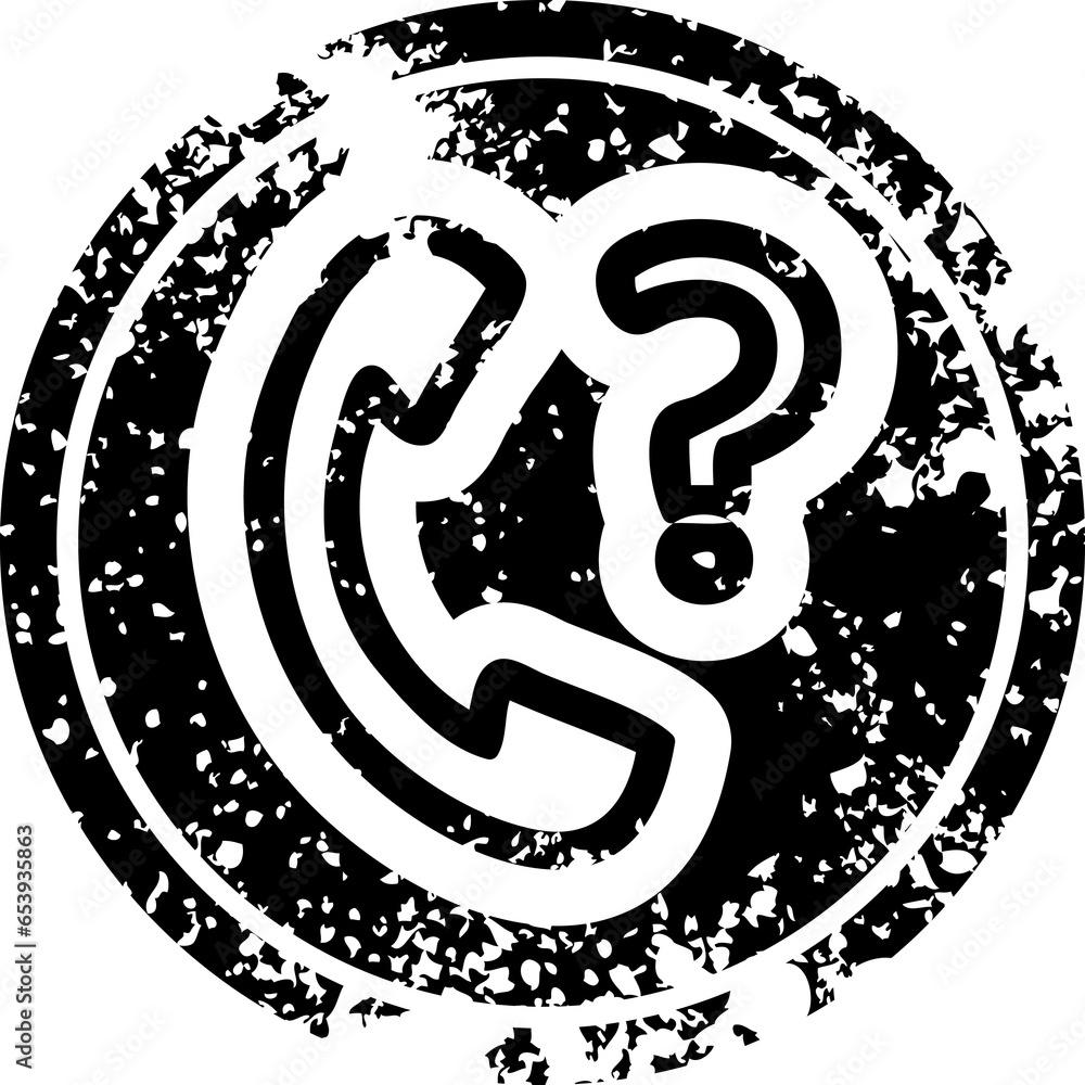 telephone handset with question mark distressed icon symbol Stock ...
