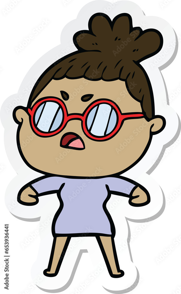 sticker of a cartoon annoyed woman sticker of a cartoon annoyed woman