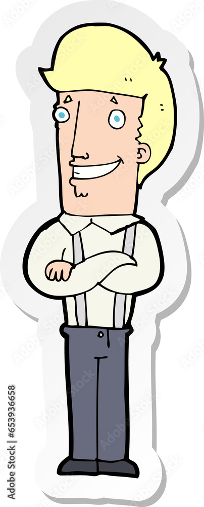 sticker of a cartoon proud man sticker of a cartoon proud man