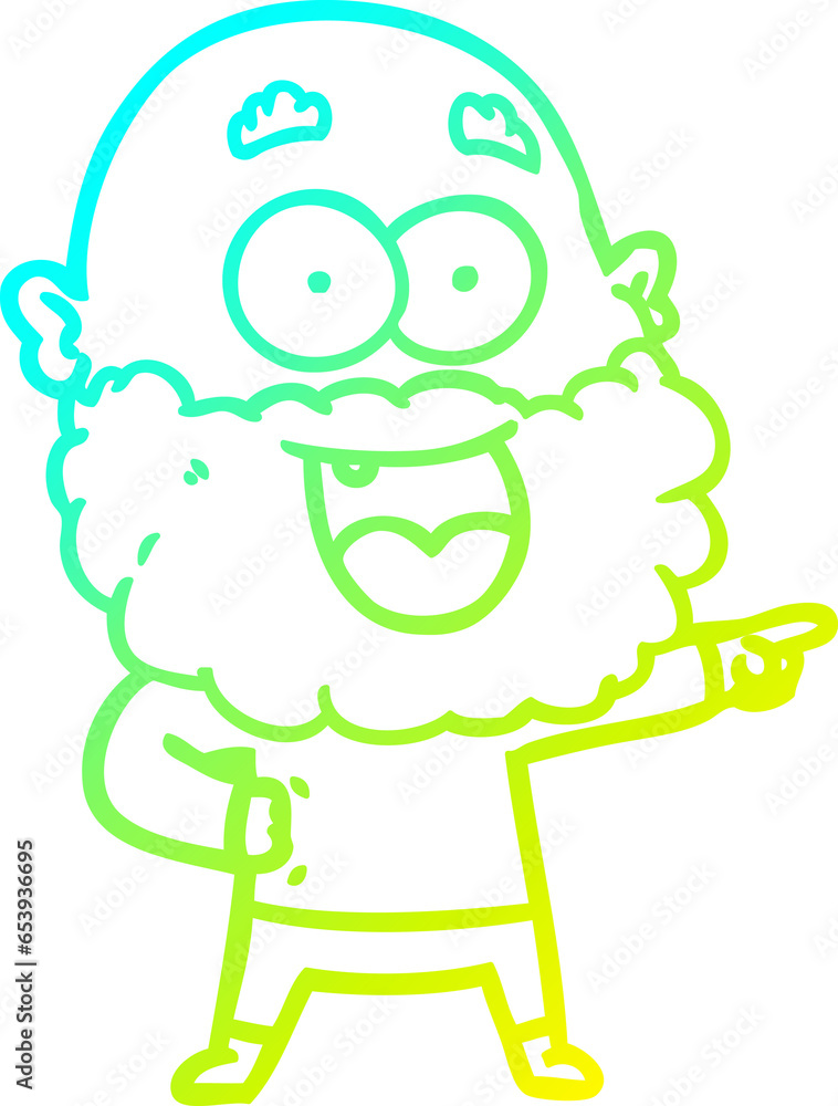 cold gradient line drawing of a cartoon crazy happy man with beard cold gradient line drawing of a cartoon crazy happy man with beard