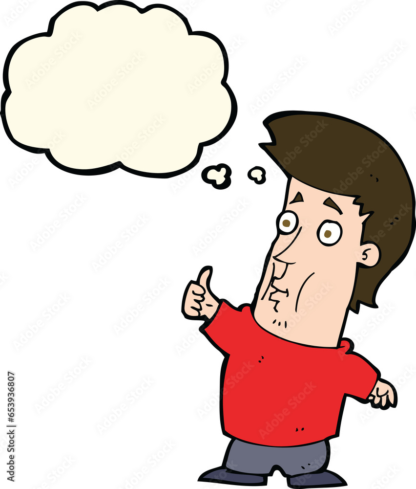 cartoon man giving thumbs up sign with thought bubble cartoon man giving thumbs up sign with thought bubble