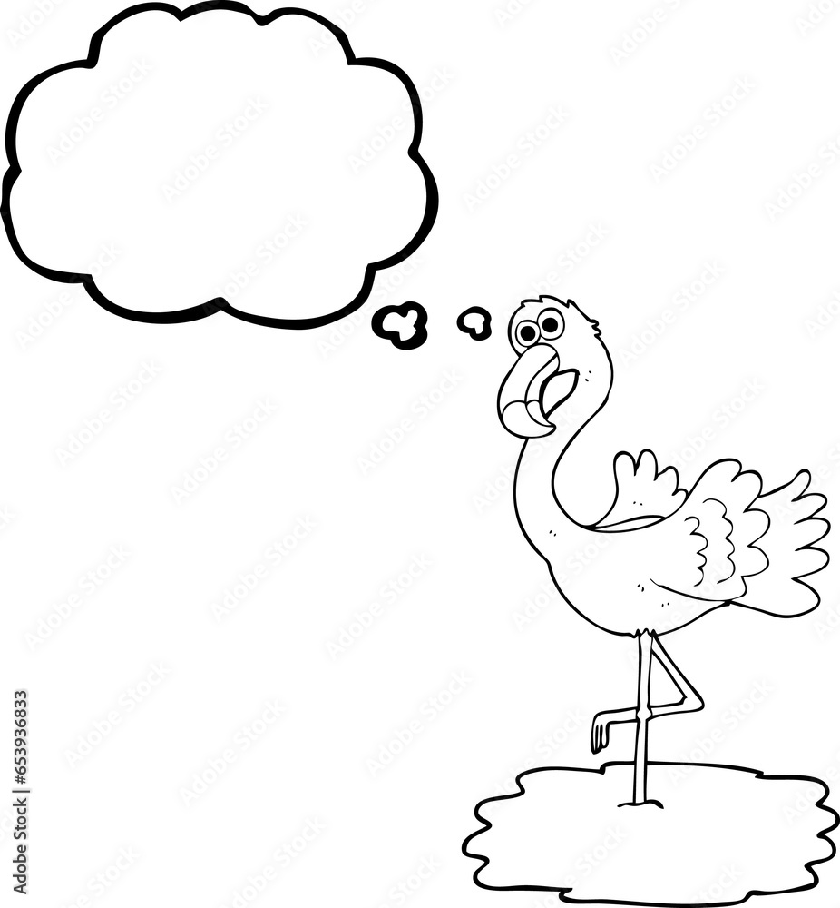 freehand drawn thought bubble cartoon flamingo freehand drawn thought bubble cartoon flamingo