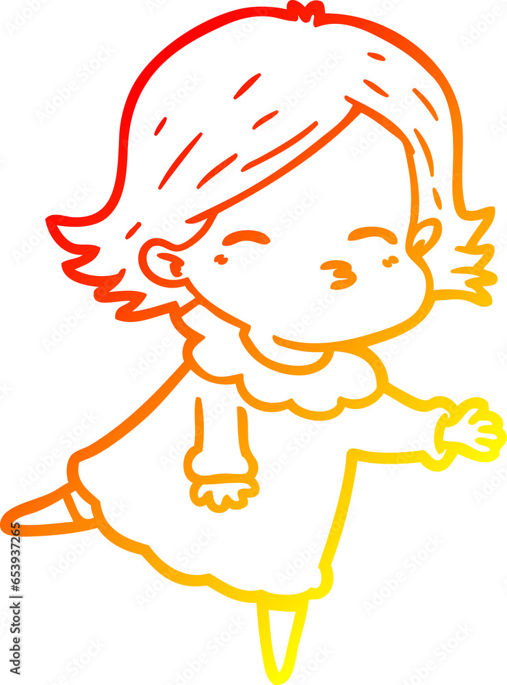 warm gradient line drawing of a cartoon woman warm gradient line drawing of a cartoon woman