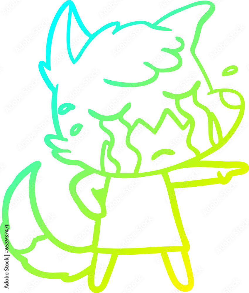 cold gradient line drawing of a crying fox cartoon cold gradient line drawing of a crying fox cartoon