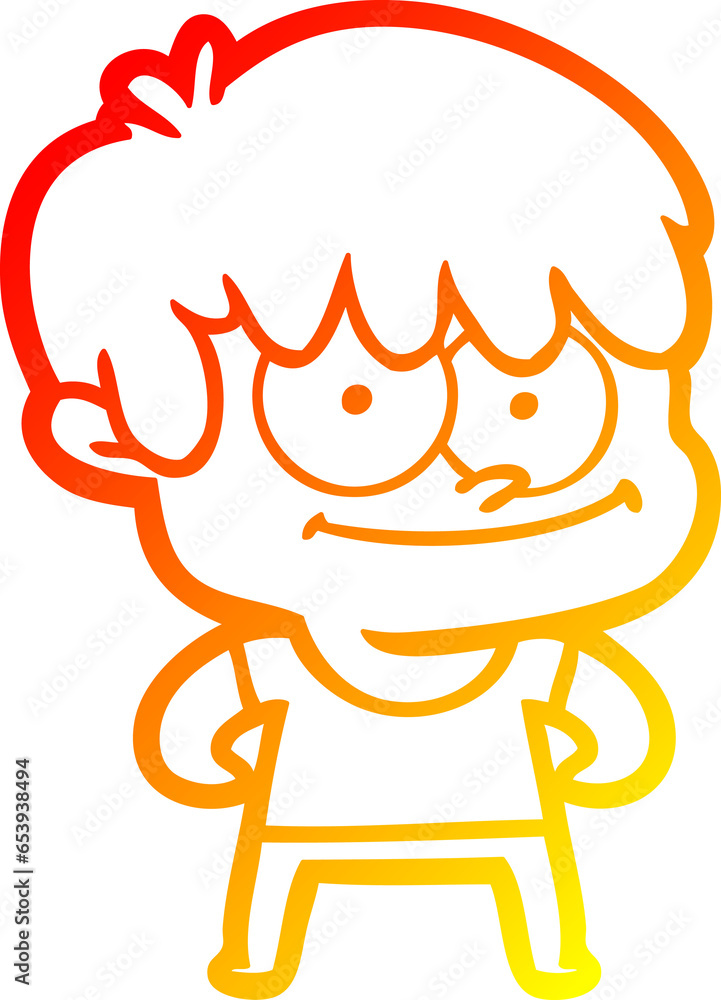warm gradient line drawing of a happy cartoon man warm gradient line drawing of a happy cartoon man