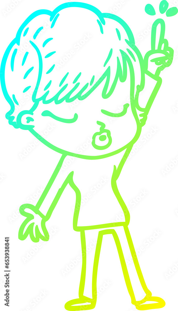cold gradient line drawing of a cartoon woman with eyes shut cold gradient line drawing of a cartoon woman with eyes shut