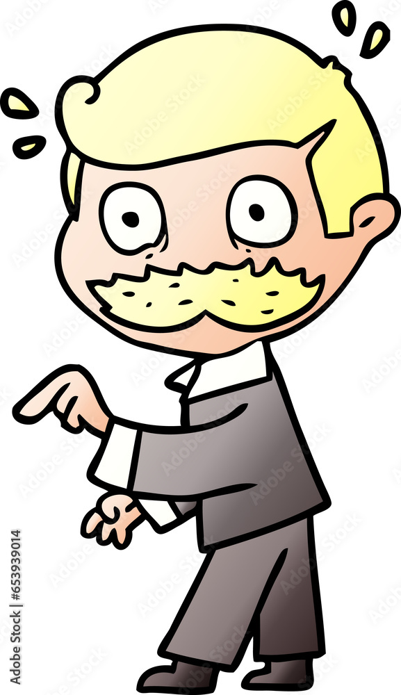 cartoon man with mustache making a point cartoon man with mustache making a point