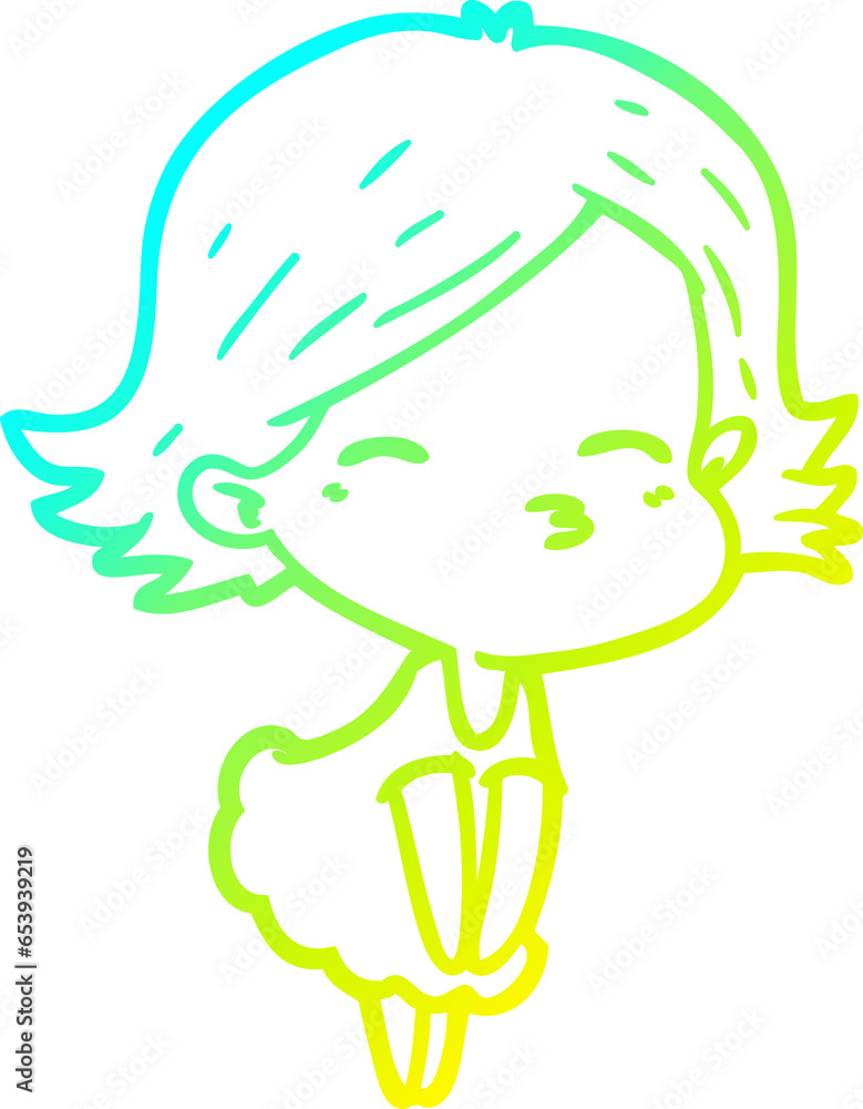 Fototapeta premium cold gradient line drawing of a cartoon woman