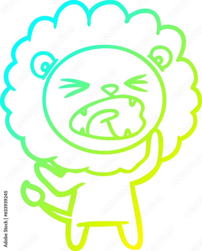 cold gradient line drawing of a cartoon angry lion cold gradient line drawing of a cartoon angry lion