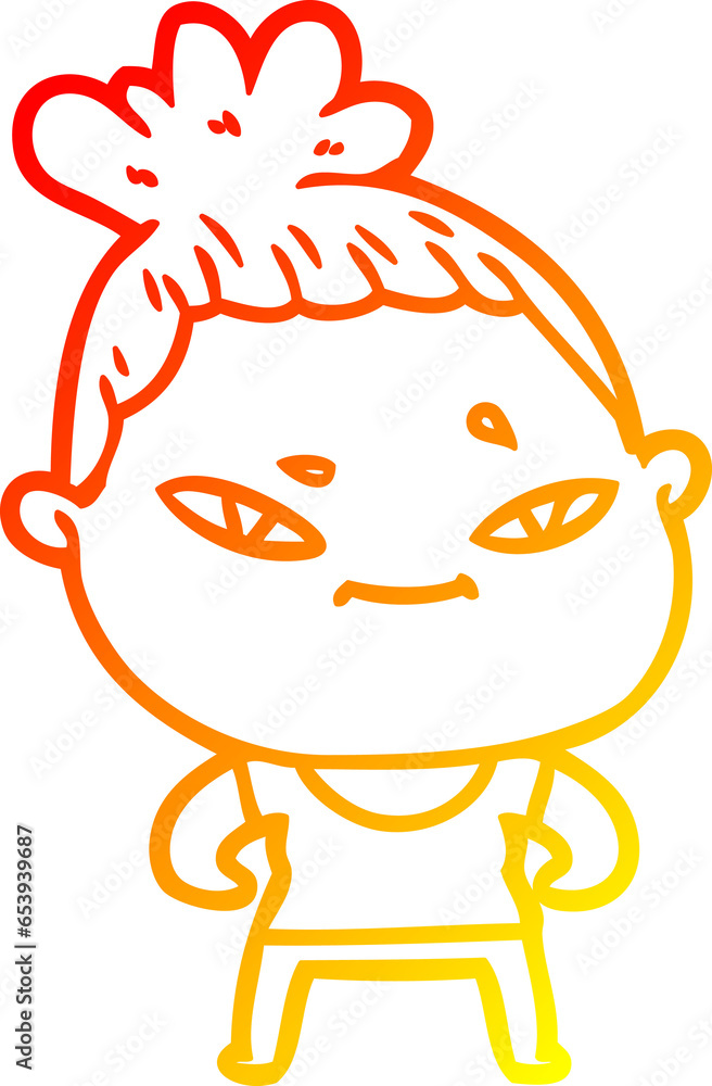 Obraz premium warm gradient line drawing of a cartoon woman