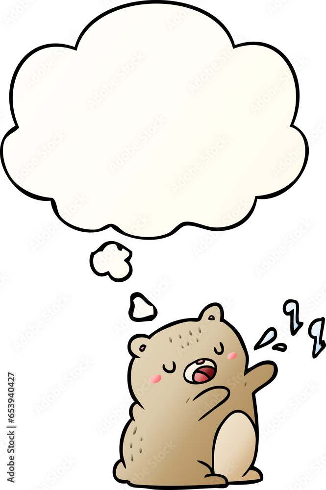 cartoon singing bear with thought bubble in smooth gradient style cartoon singing bear with thought bubble in smooth gradient style