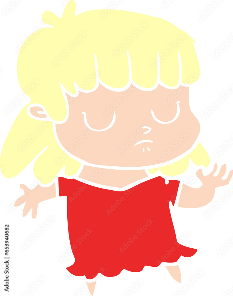 Fototapeta premium flat color style cartoon indifferent woman