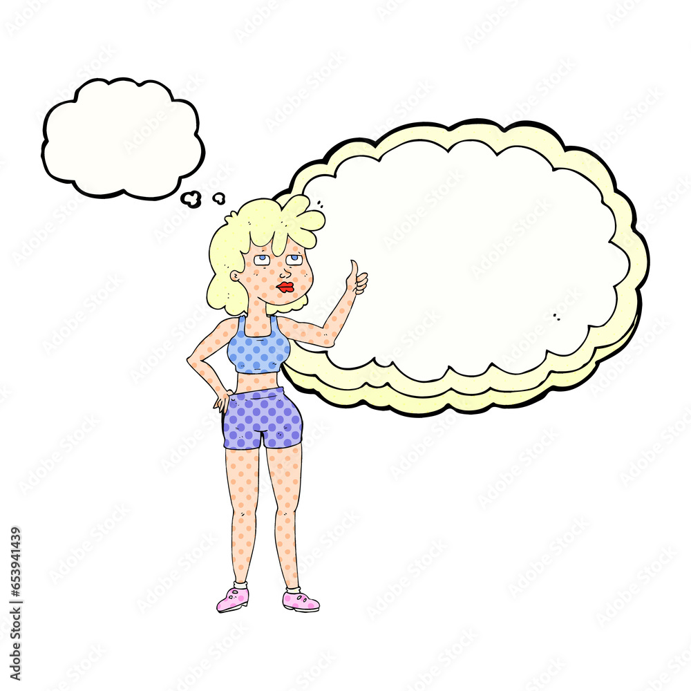 freehand drawn thought bubble cartoon gym woman freehand drawn thought bubble cartoon gym woman
