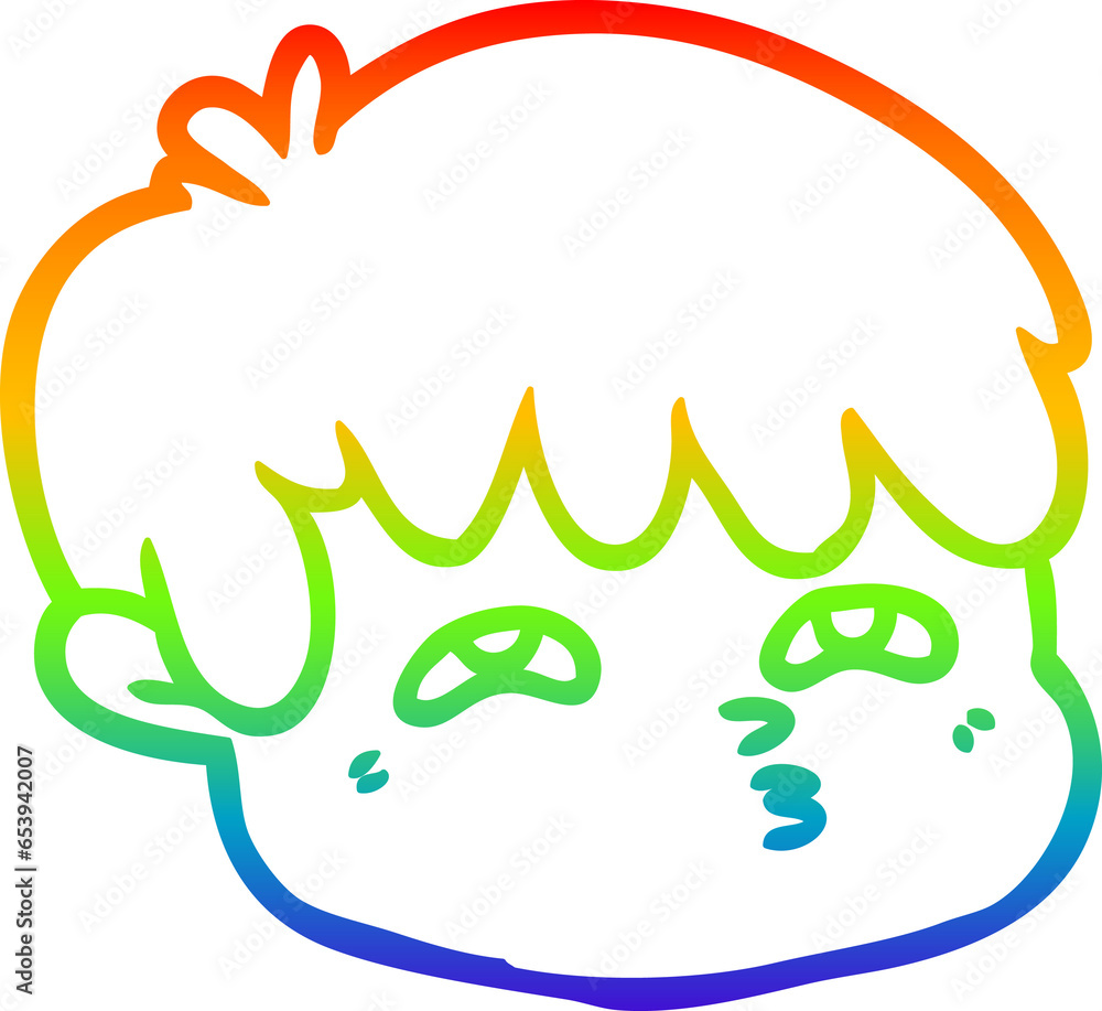 rainbow gradient line drawing of a cartoon male face
