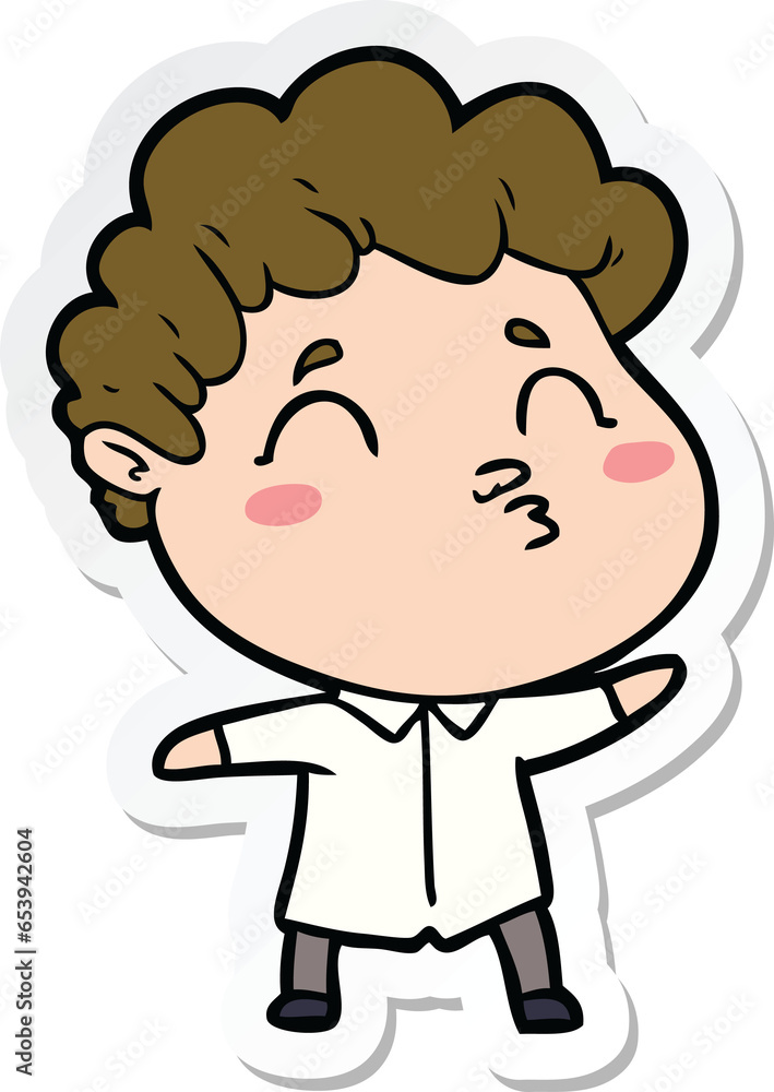 sticker of a cartoon man pouting sticker of a cartoon man pouting