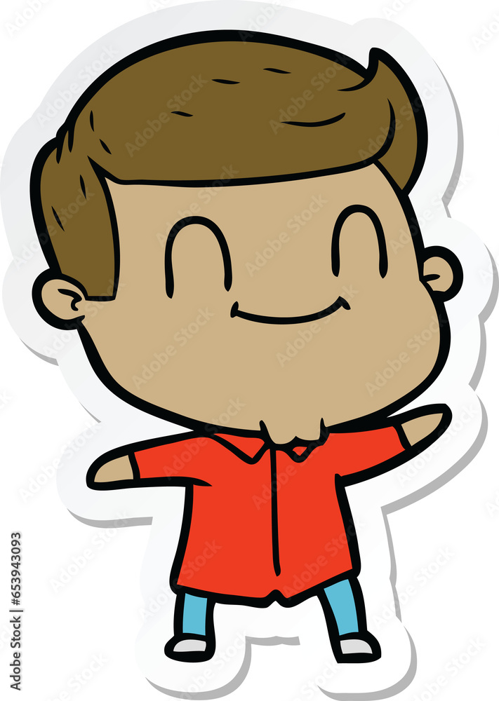 sticker of a cartoon friendly man