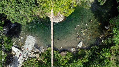 Melcocho river aerial landscape. famous river in Colombia for its crystal clear water.