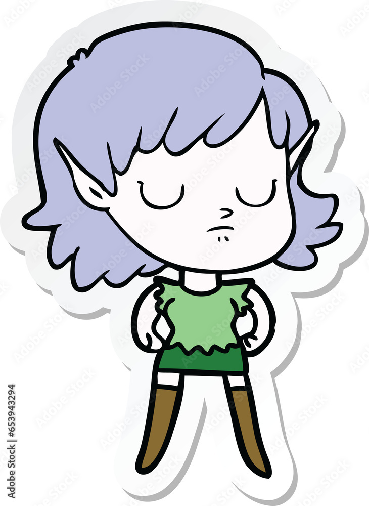sticker of a cartoon elf girl sticker of a cartoon elf girl