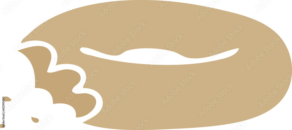 hand drawn quirky cartoon bitten bagel