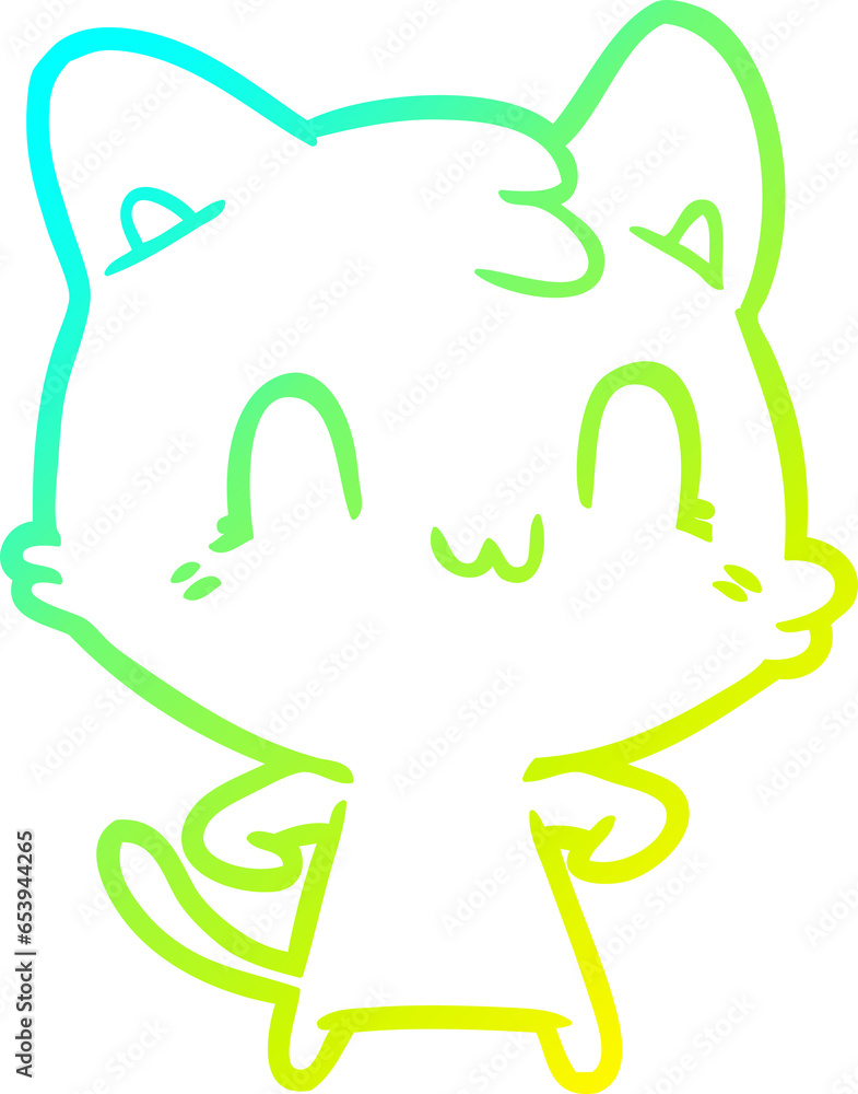 cold gradient line drawing of a cartoon happy cat cold gradient line drawing of a cartoon happy cat