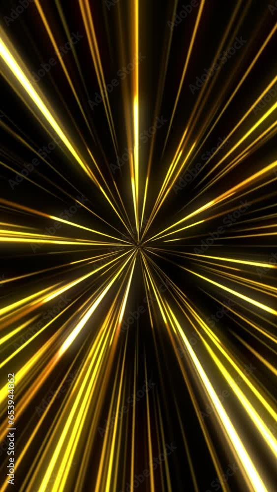 Vertical video - cosmic interstellar hyperspace motion background animation. Flying at warp speed through glowing golden star light beams. Vertical video - cosmic interstellar hyperspace motion background animation. Flying at warp speed through glowing golden star light beams.