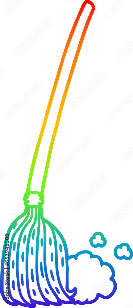 rainbow gradient line drawing of a cartoon broom sweeping rainbow gradient line drawing of a cartoon broom sweeping