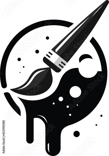 Artist logo with brush and paint dripping vector symbol, painter brush logo template, artist painter logo simple icon symbol stock vector image