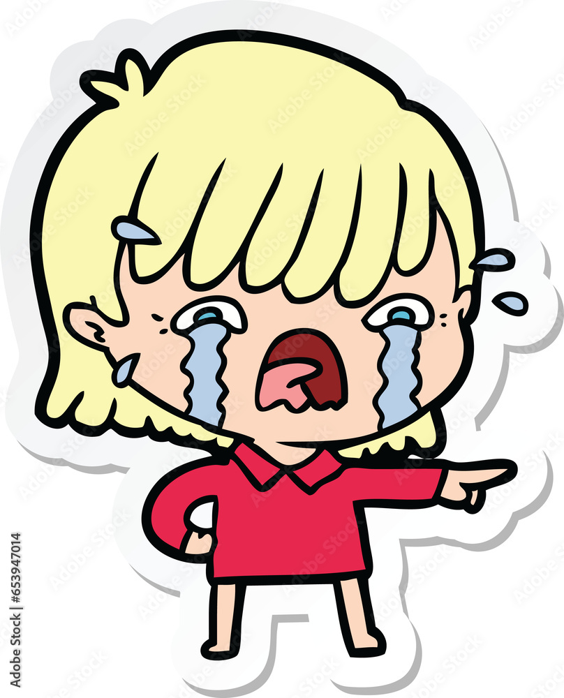 sticker of a cartoon girl crying sticker of a cartoon girl crying