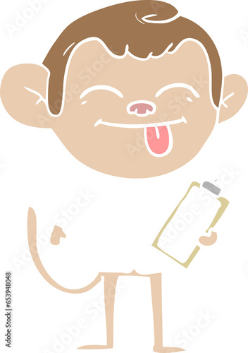Photography funny flat color style cartoon monkey