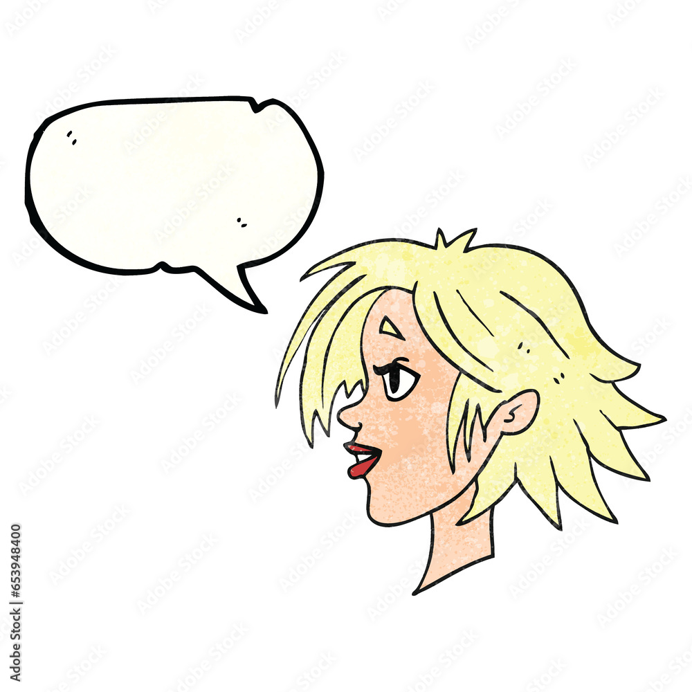 freehand speech bubble textured cartoon happy female face freehand speech bubble textured cartoon happy female face